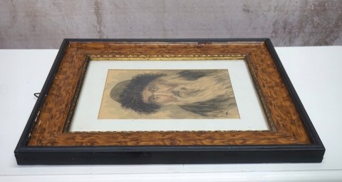 H-P STARY OBRAZ PORTRET ŻYDA AKWARELA JUDAICA W RAMIE