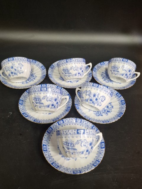 H-P CUDNE ZDOBIONE KOBALTEM Filiżanka + spodek CHINA BLUE 6 osób
