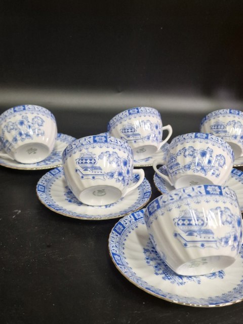 H-P CUDNE ZDOBIONE KOBALTEM Filiżanka + spodek CHINA BLUE 6 osób