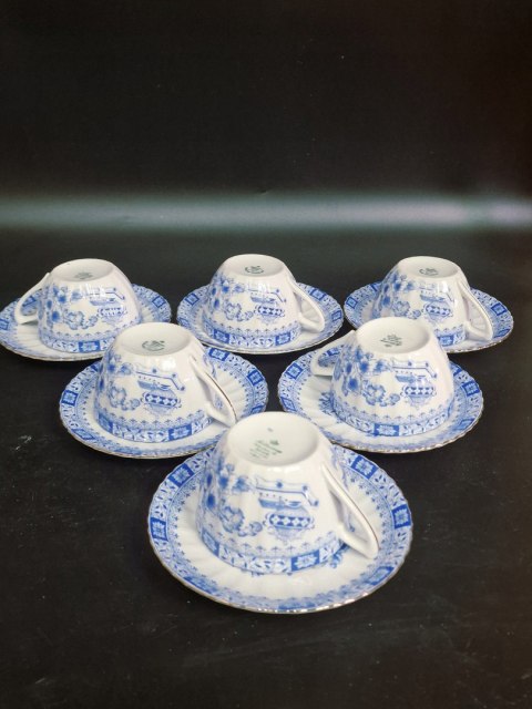 H-P CUDNE ZDOBIONE KOBALTEM Filiżanka + spodek CHINA BLUE 6 osób