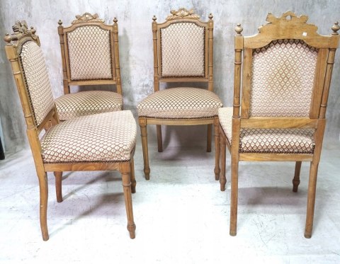 H-P KOMPLET 4 KRZESEŁ RZEŹBIONYCH W STYLU LUDWIKA XVI KLASYCZNA ELEGANCJA