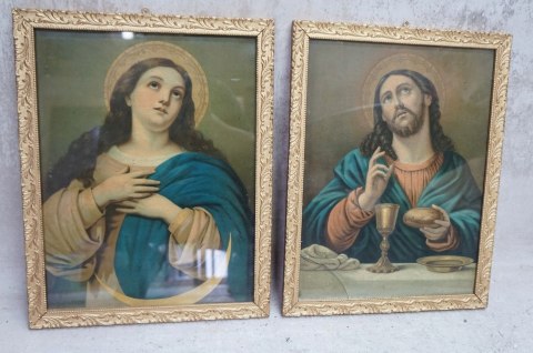 H-P PARA ZABYTKOWYCH OBRAZÓW RELIGIJNYCH MARIA I JEZUS - oleodruk\
