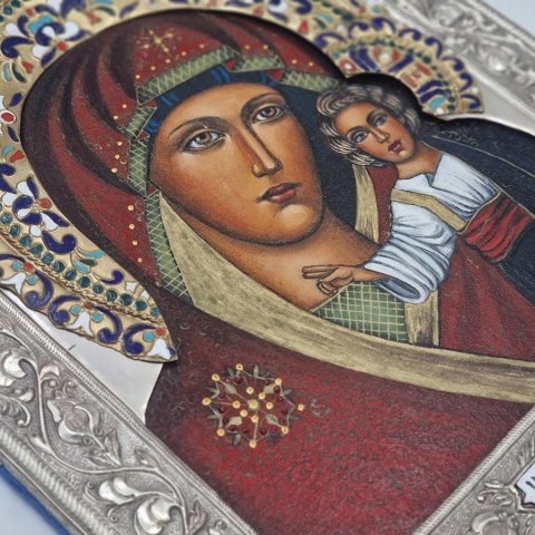 H-P PIĘKNA IKONA MATKI BOSKIEJ KAZAŃSKIEJ W KOSZULCE