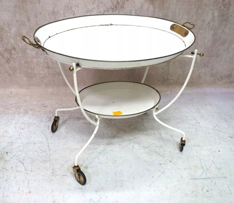 H-P STYLOWY WÓZEK BAROWY VINTAGE / RETRO EMALIOWANY Z MOSIĄDZEM