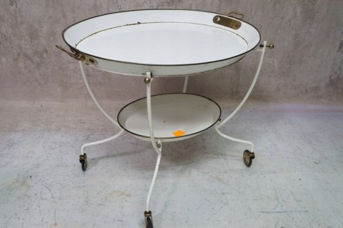 H-P STYLOWY WÓZEK BAROWY VINTAGE / RETRO EMALIOWANY Z MOSIĄDZEM