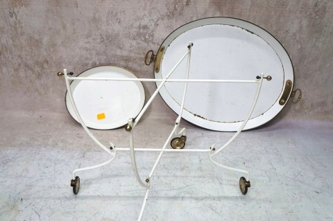H-P STYLOWY WÓZEK BAROWY VINTAGE / RETRO EMALIOWANY Z MOSIĄDZEM