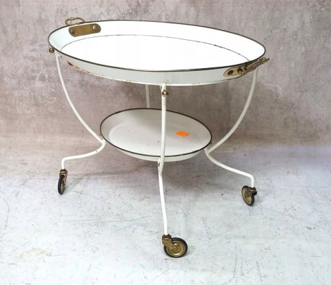 H-P STYLOWY WÓZEK BAROWY VINTAGE / RETRO EMALIOWANY Z MOSIĄDZEM