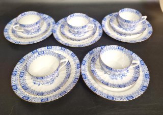 H-P ZESTAW ŚNIADANIOWY Filiżanka+ spodek+ talerzyk dla 5 osób CHINA BLUE