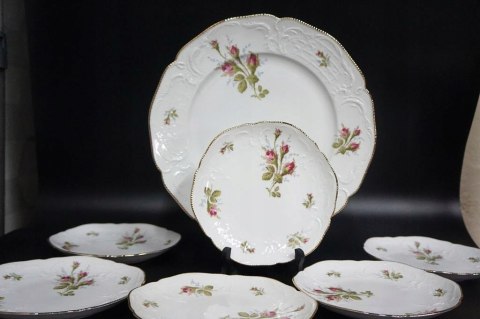 H-P KOMPLET ROSENTHAL TALERZ NA CIASTO +6 TALERZY DESEROWYCH Sanssouci