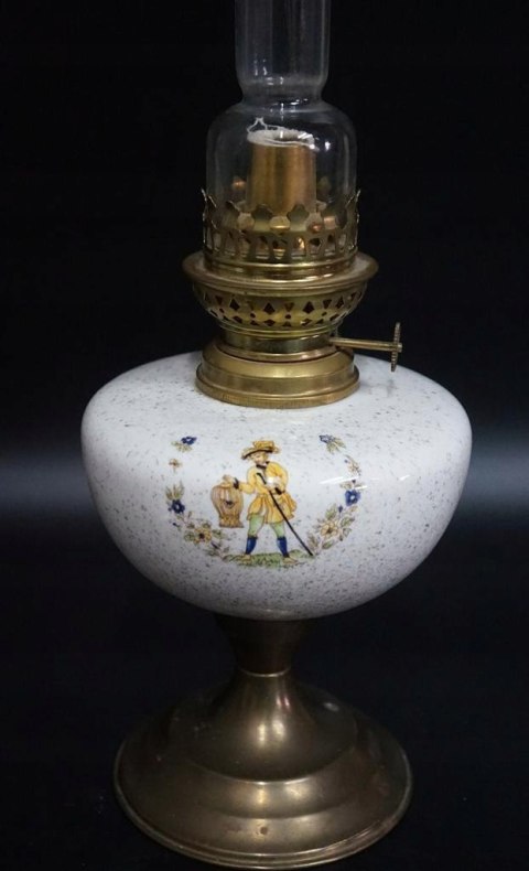 H-P MOSIĘŻNO CERAMICZNA LAMPA NAFTOWA Z KLOSZEM