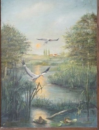 H-P OBRAZ- PASTEL -POWRÓT BOCIANÓW -PIOTR SOBCZYK
