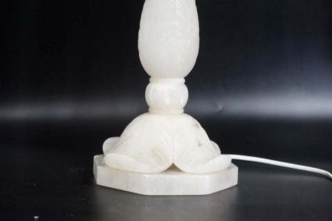 H-P PIĘKNA WYSOKA LAMPA KOLUMNOWA Z ALABASTRU z abażurem BOHO