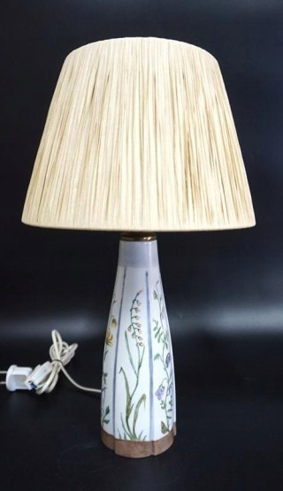 H-P PRZEPIĘKNA MALOWANA LAMPA PORCELANOWA Z ORGANICZNYM ABAŻUREM KPM