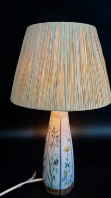 H-P PRZEPIĘKNA MALOWANA LAMPA PORCELANOWA Z ORGANICZNYM ABAŻUREM KPM
