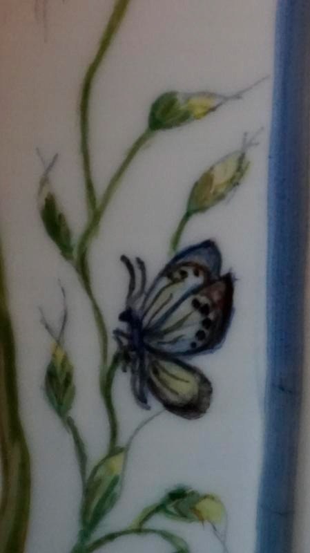 H-P PRZEPIĘKNA MALOWANA LAMPA PORCELANOWA Z ORGANICZNYM ABAŻUREM KPM