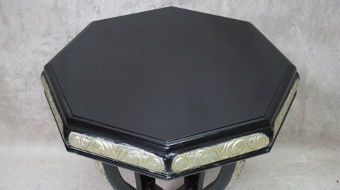 H-P GUSTOWNY STOLIK W STYLU GLAMOUR CZARNY OŚMIOKĄTNY