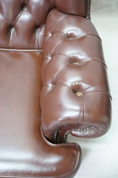 H-P KANAPA CHESTERFIELD BRĄZ SKÓRA NATURALNA