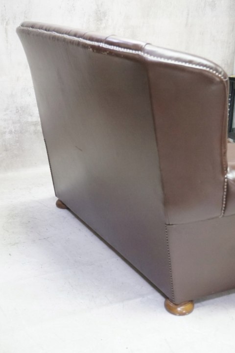 H-P KANAPA CHESTERFIELD BRĄZ SKÓRA NATURALNA