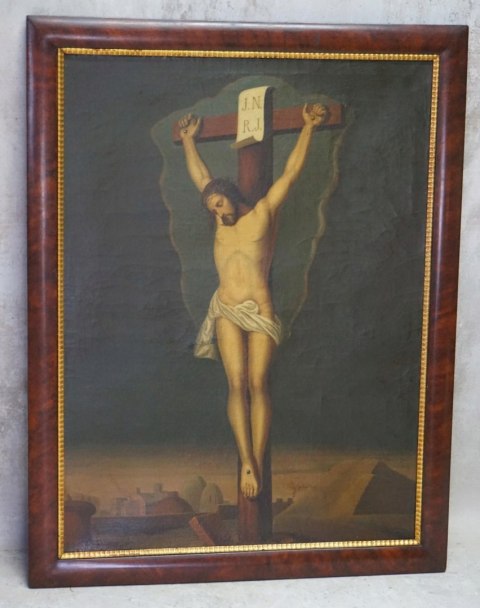 H-P ANTYCZNY RELIGIJNY OBRAZ UKRZYŻOWANIE - JEZUS NA KRZYŻU