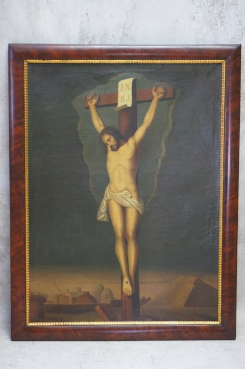 H-P ANTYCZNY RELIGIJNY OBRAZ UKRZYŻOWANIE - JEZUS NA KRZYŻU