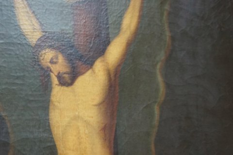 H-P ANTYCZNY RELIGIJNY OBRAZ UKRZYŻOWANIE - JEZUS NA KRZYŻU