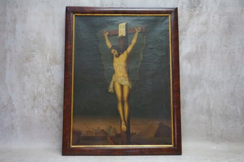 H-P ANTYCZNY RELIGIJNY OBRAZ UKRZYŻOWANIE - JEZUS NA KRZYŻU