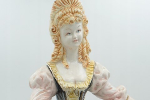 H-P DUŻA FIGURA DAMA z WACHLARZEM WŁOSKA CERAMIKA a'la CAPODIMONTE 57cm