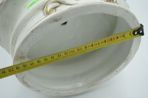 H-P DUŻA FIGURA DAMA z WACHLARZEM WŁOSKA CERAMIKA a'la CAPODIMONTE 57cm
