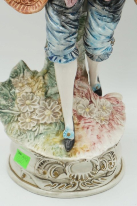 H-P DUŻA FIGURA DWORZANIN WŁOSKA CERAMIKA a'la CAPODIMONTE 57cm