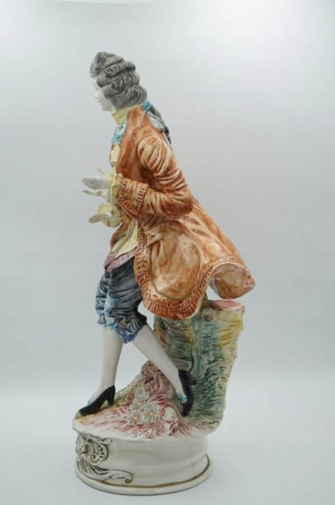 H-P DUŻA FIGURA DWORZANIN WŁOSKA CERAMIKA a'la CAPODIMONTE 57cm