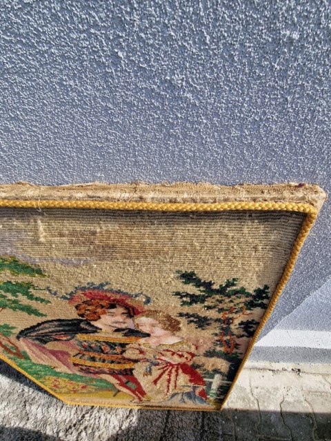 H-P PIĘKNY STARY DUŻY GOBELIN -MAKATA KILIM SCENKA RODZAJOWA 136 cm x 83 cm