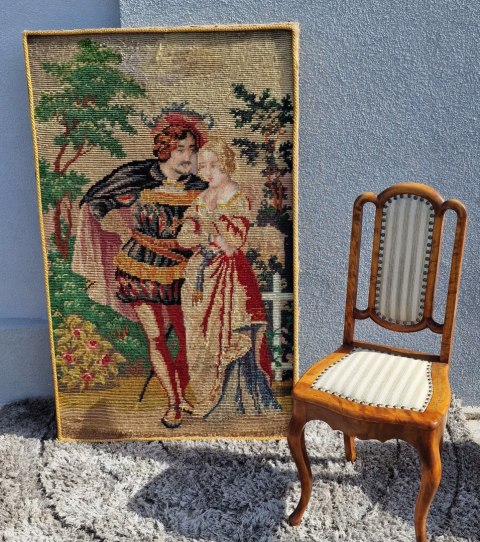 H-P PIĘKNY STARY DUŻY GOBELIN -MAKATA KILIM SCENKA RODZAJOWA 136 cm x 83 cm