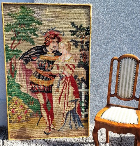 H-P PIĘKNY STARY DUŻY GOBELIN -MAKATA KILIM SCENKA RODZAJOWA 136 cm x 83 cm