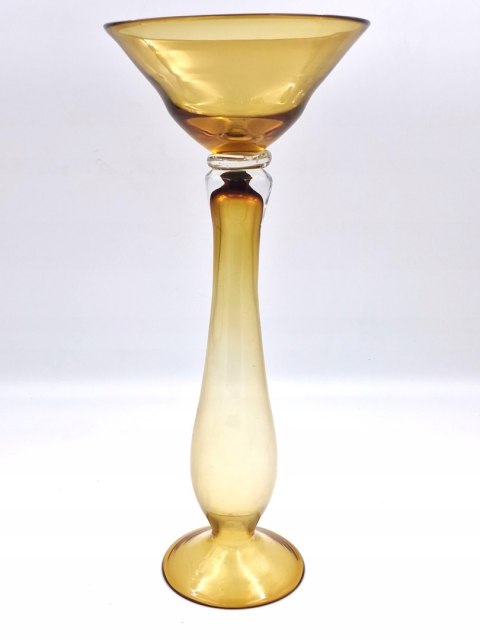 H-P SMUKŁY WYSOKI ŚWIECZNIK SZKLANY Westmoreland honey glass