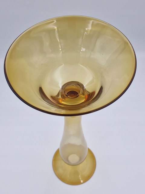 H-P SMUKŁY WYSOKI ŚWIECZNIK SZKLANY Westmoreland honey glass