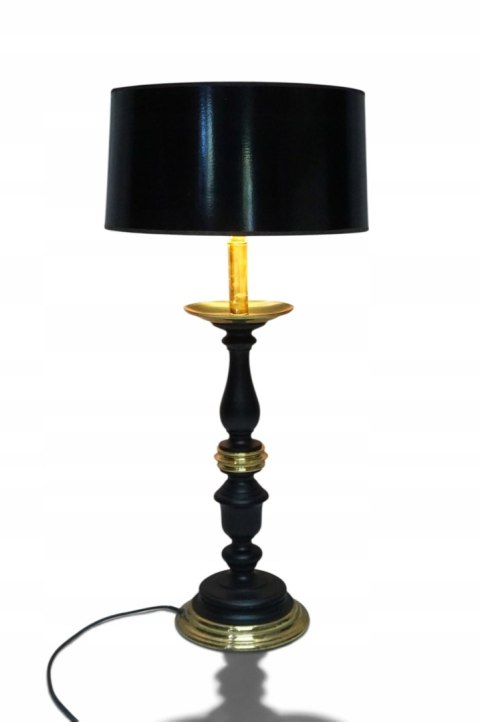 H-P STYLOWA LAMPA STOŁOWA VINTAGE DREWNO MOSIĄDZ CZARNA