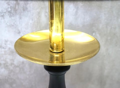 H-P STYLOWA LAMPA STOŁOWA VINTAGE DREWNO MOSIĄDZ CZARNA