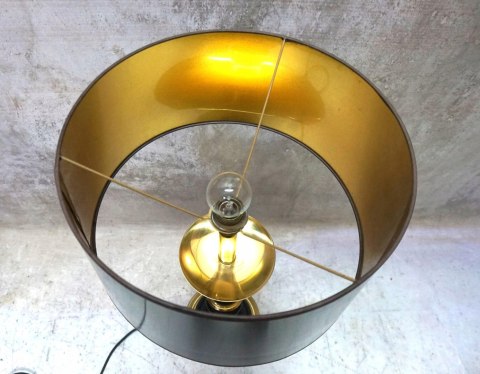 H-P STYLOWA LAMPA STOŁOWA VINTAGE DREWNO MOSIĄDZ CZARNA