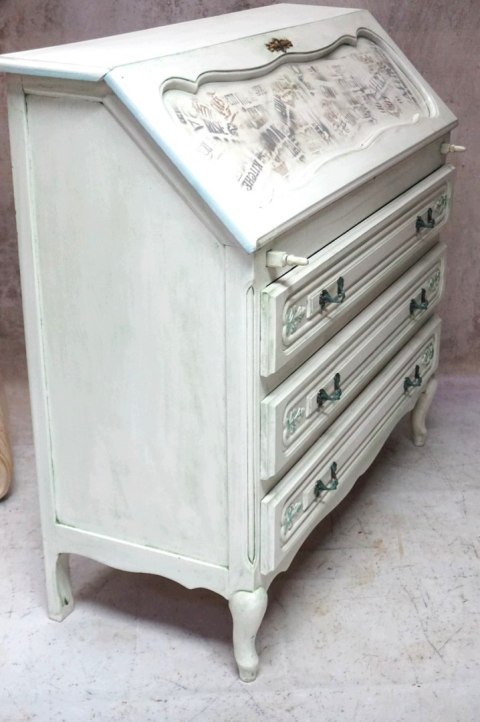 H-P STYLOWY SEKRETARZYK LUDWIKOWSKI - SHABBY CHIC STYL PROWANSALSKI BIELONY