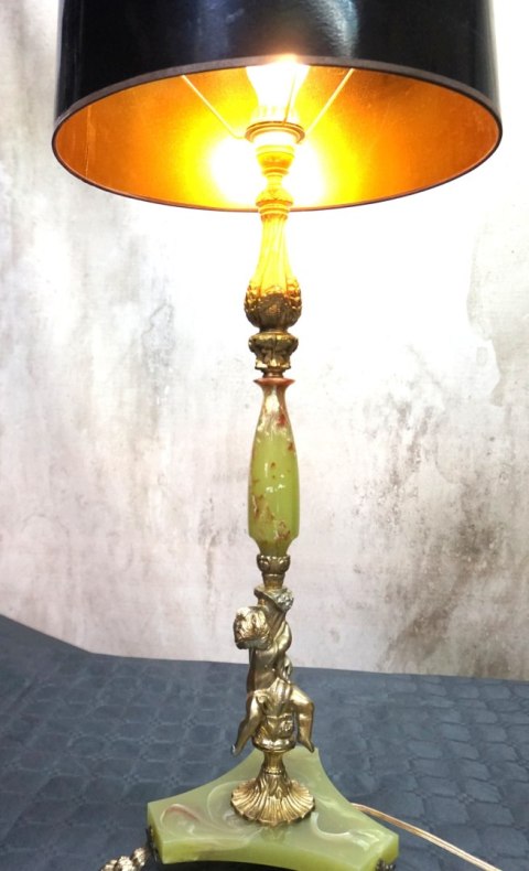 H-P WYSOKA LAMPA STOŁOWA W STYLU NEOKLASYCZNYM - ZIELONY ONYKS