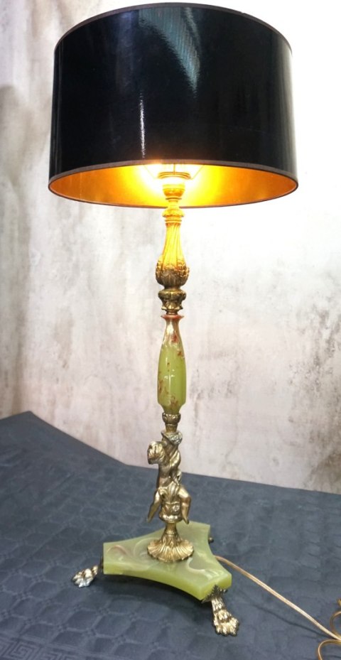 H-P WYSOKA LAMPA STOŁOWA W STYLU NEOKLASYCZNYM - ZIELONY ONYKS