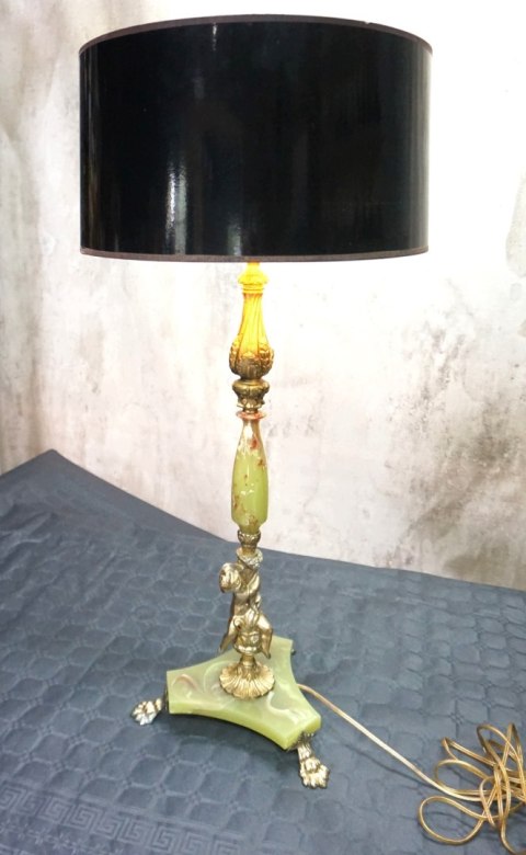 H-P WYSOKA LAMPA STOŁOWA W STYLU NEOKLASYCZNYM - ZIELONY ONYKS
