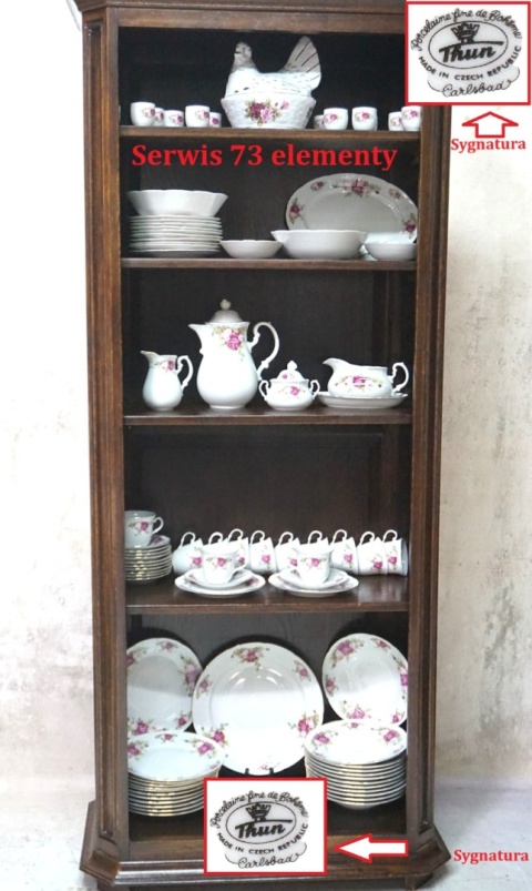 H-P DUŻY SERWIS PORCELANOWY THUN CARLSBAD RÓŻE 73 ELEMENTY BOHÊME