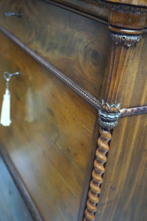 H-P PIĘKNA ANTYCZNA SEKRETERA BIEDERMEIER XIXw MAHOŃ mnóstwo skrytek