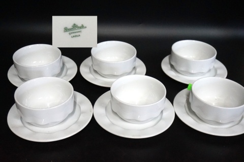 H-P ROSENTHAL LAOLA BIAŁA BULIONÓWKA ZE SPODKIEM PORCELANA 6 os.