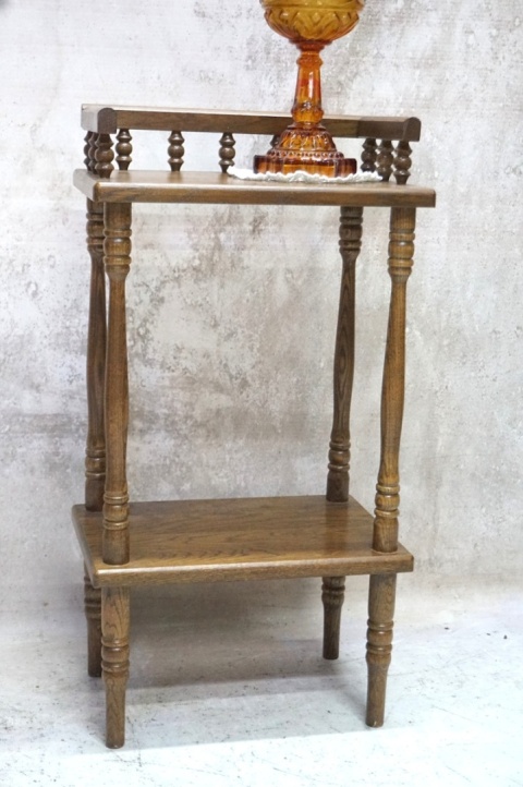 H-P STYLOWY DREWNIANY STOLIK VINTAGE – POMOCNIK / KWIETNIK / ETAŻERKA
