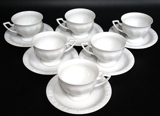 H-P FILIŻANKI ROSENTHAL BIAŁA MARIA CLASSIC ROSE 6 szt KOMPLET DO KAWY HERBATY